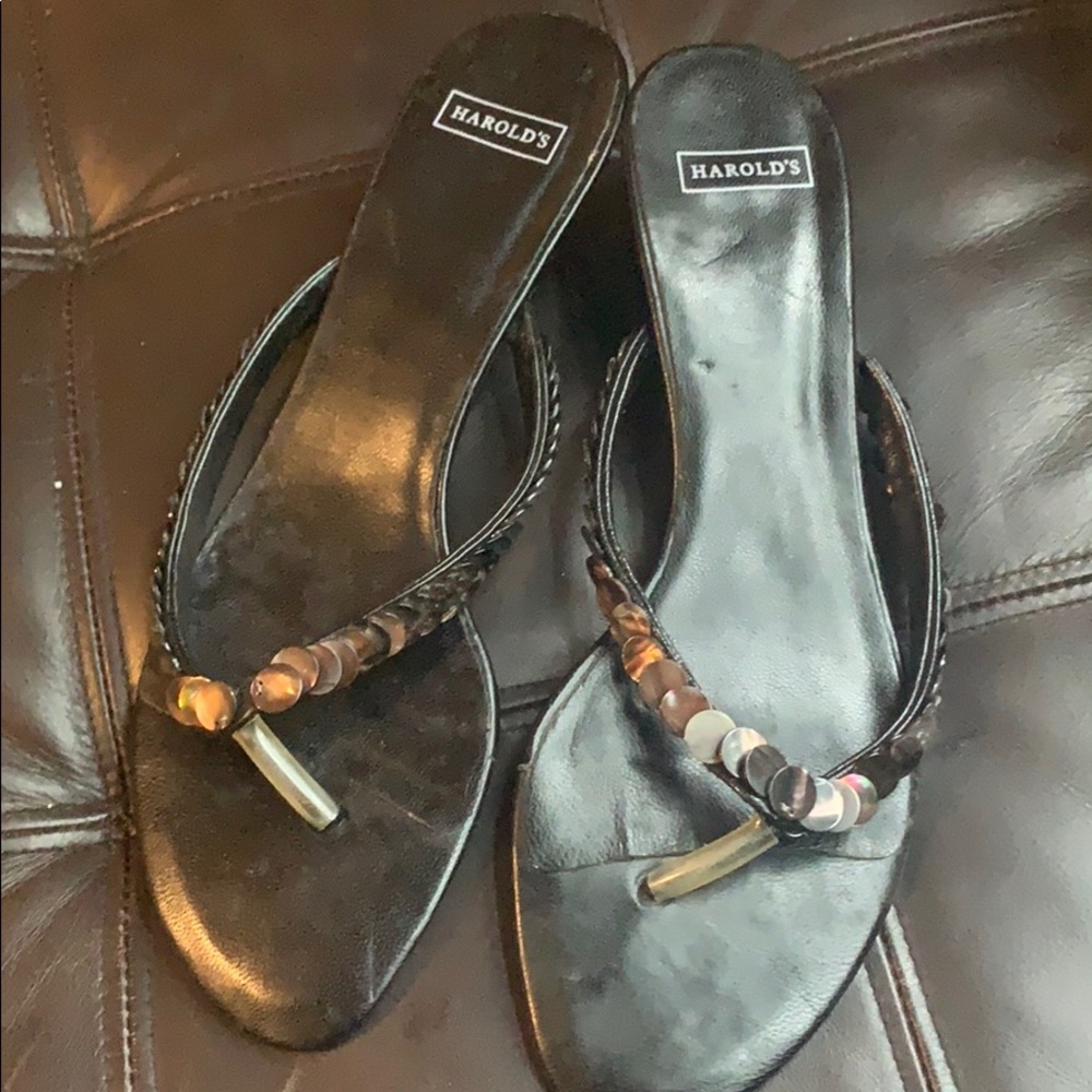 Worn Once - Harold’s Black & Sequin Heeled Sandals